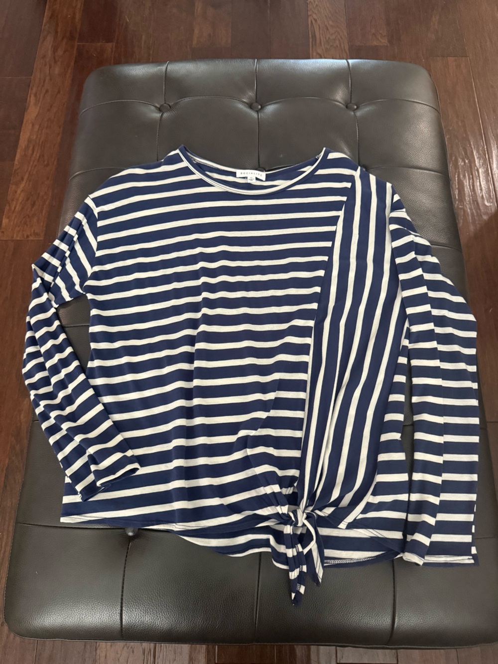 Socialite Navy & White Striped Long Sleeve Top